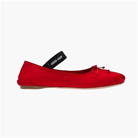 miu miu ballerinas red|Red Satin Ballerinas .